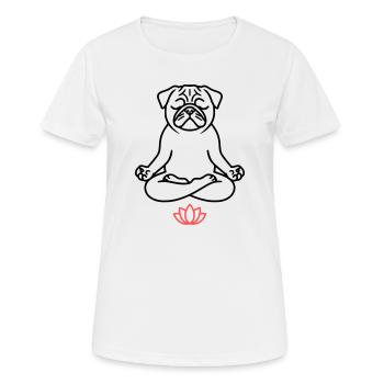 Pug Yoga Meditation Outline - Women's Breathable T-Shirt - white - Front - AI Model Female 172 dark (172cm)