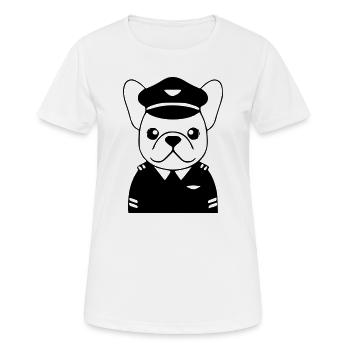 Uniforme de pilote français noir - T-shirt respirant Femme - blanc - Devant - AI Model Female 172 dark (172cm)