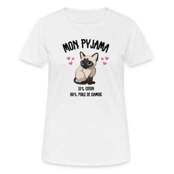 Lustige Siamkatzen-Pyjamas - Frauen T-Shirt atmungsaktiv - Weiß - Vorne - AI Model Female 172 dark (172cm)