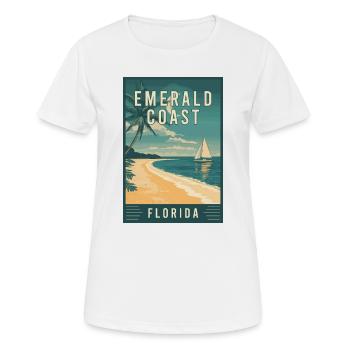 Découvrez la magnifique Côte d’Émeraude en Floride - T-shirt respirant Femme - blanc - Devant - AI Model Female 172 dark (172cm)