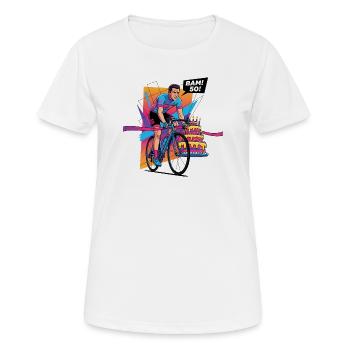 BAM ! 50e anniversaire Cycliste Pop Art - T-shirt respirant Femme - blanc - Devant - AI Model Female 172 dark (172cm)