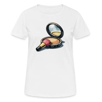 Powder brush illustration makeup - Women's Breathable T-Shirt - white - Front - AI Model Female 172 dark (172cm)