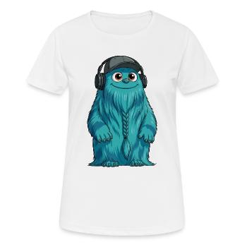 DJ Fluffo avec une tresse devant - Design Fluffonster - T-shirt respirant Femme - blanc - Devant - AI Model Female 172 dark (172cm)