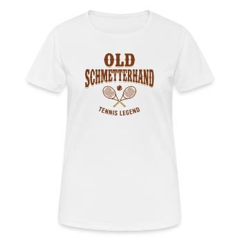 Tennis Fun Shirt, Old Schmetterhand Hoodie, Tasche - Frauen T-Shirt atmungsaktiv - Weiß - Vorne - AI Model Female 172 dark (172cm)