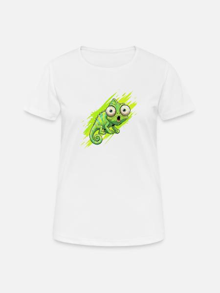 Neon Chamäleon Spritzer - Frauen T-Shirt atmungsaktiv - Weiß