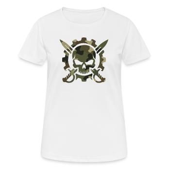 Tactical Gear: Military Skull Saber Gear Logo - Women's Breathable T-Shirt - white - Front - AI Model Female 172 dark (172cm)