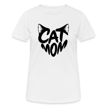 Cat Mom, Katzenmama Herz Typo mit Katzenohren - Frauen T-Shirt atmungsaktiv - Weiß - Vorne - AI Model Female 172 dark (172cm)