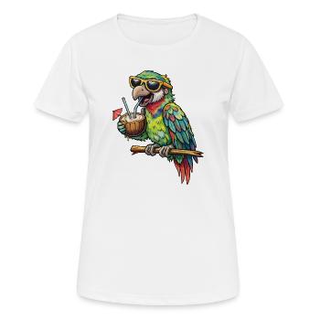 Tropischer Papagei mit Kokosdrin - T-shirt respirant Femme - blanc - Devant - AI Model Female 172 dark (172cm)