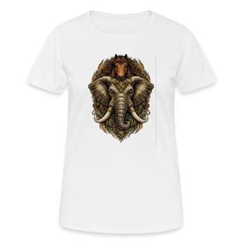 Ornamentale Elefanten-Pferde-Medaille - Frauen T-Shirt atmungsaktiv - Weiß - Vorne - AI Model Female 172 dark (172cm)
