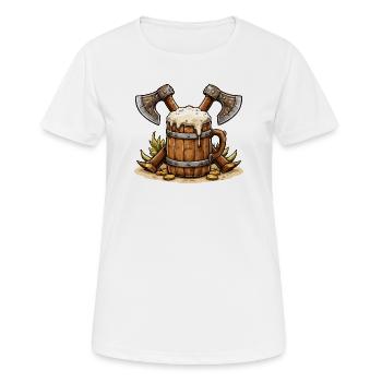 Bierfass mit Äxten Wikinger - Frauen T-Shirt atmungsaktiv - Weiß - Vorne - AI Model Female 172 dark (172cm)
