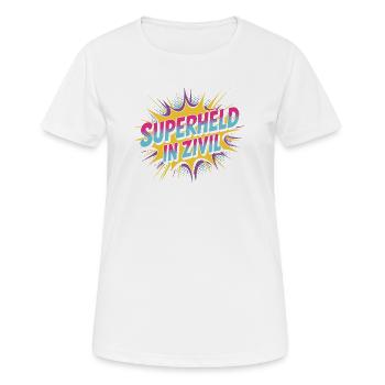 Superheld In Zivil Superhero Superhelden Kostüm - Frauen T-Shirt atmungsaktiv - Weiß - Vorne - AI Model Female 172 dark (172cm)