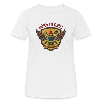 Geboren zum Grillen von Wappen und Wings, Wings Barbecue - Frauen T-Shirt atmungsaktiv - Weiß - Vorne - AI Model Female 172 dark (172cm)