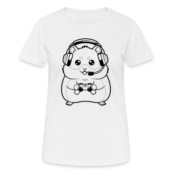 Hamster Gamer Headset Outline - Frauen T-Shirt atmungsaktiv - Weiß - Vorne - AI Model Female 172 dark (172cm)
