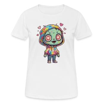 Farbenfroher Zombie im Hoodie - Frauen T-Shirt atmungsaktiv - Weiß - Vorne - AI Model Female 172 dark (172cm)