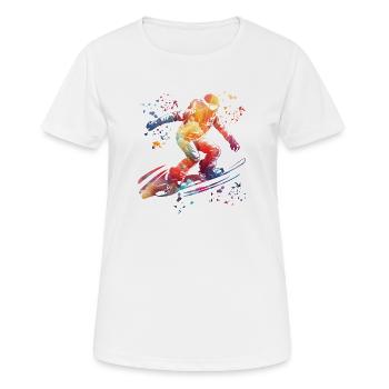 Snowboarder Snowboarding Snowboard - Women's Breathable T-Shirt - white - Front - AI Model Female 172 dark (172cm)
