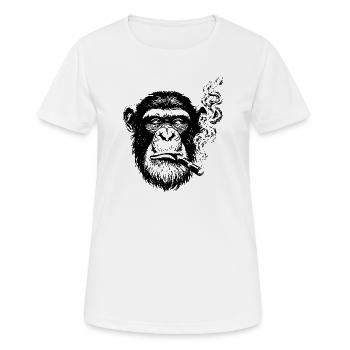 chimp smoking cigar - Women's Breathable T-Shirt - white - Front - AI Model Female 172 dark (172cm)