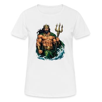 Poseidon-König mit Dreizack - Frauen T-Shirt atmungsaktiv - Weiß - Vorne - AI Model Female 172 dark (172cm)