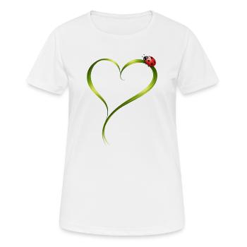 Marienkäfer auf Herz aus Grashalm  - Frauen T-Shirt atmungsaktiv - Weiß - Vorne - AI Model Female 172 dark (172cm)