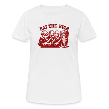 Eat the rich - Marx Engels Lenin - Döner Kebab - Frauen T-Shirt atmungsaktiv - Weiß - Vorne - AI Model Female 172 dark (172cm)