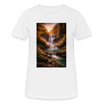 Waterfall in the evening sun - Women's Breathable T-Shirt - white - Front - AI Model Female 172 dark (172cm)