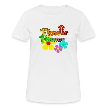 Flower Power  - Frauen T-Shirt atmungsaktiv - Weiß - Vorne - AI Model Female 172 dark (172cm)