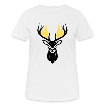  Hirschkopf Wald Silhouette - Frauen T-Shirt atmungsaktiv - Weiß - Vorne - AI Model Female 172 dark (172cm)