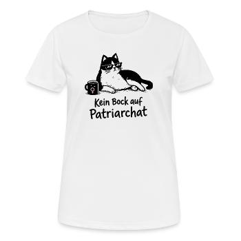 Kein Bock auf Patriarchat Katze Design - Frauen T-Shirt atmungsaktiv - Weiß - Vorne - AI Model Female 172 dark (172cm)