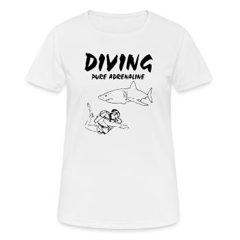 Plongée - Plongée - Plongée - Requin - T-shirt respirant Femme - blanc - Devant - AI Model Female 172 dark (172cm)