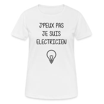 J'peux Pas Je Suis Électricien : Tension Maximale - T-shirt respirant Femme - blanc - Devant - AI Model Female 172 dark (172cm)