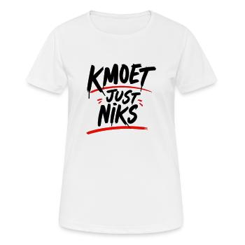 KMOET Just Niks Rouge Accent - T-shirt respirant Femme - blanc - Devant - AI Model Female 172 dark (172cm)