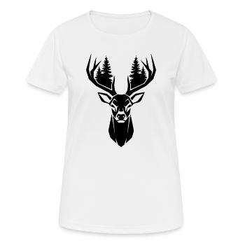 Deer Head Trees Forest Silhouette - Women's Breathable T-Shirt - white - Front - AI Model Female 172 dark (172cm)