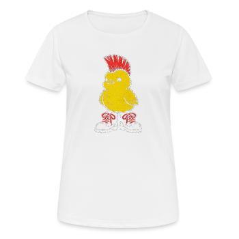 Punkhuhn mit rotem Irokesen - Frauen T-Shirt atmungsaktiv - Weiß - Vorne - AI Model Female 172 dark (172cm)