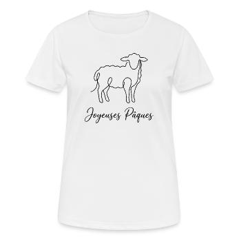 Joyeuses Pâques , Süßes Lämmchen Oster Shirt, Bag - Frauen T-Shirt atmungsaktiv - Weiß - Vorne - AI Model Female 172 dark (172cm)