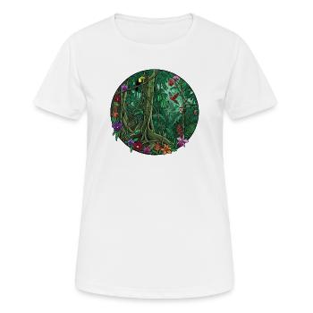 Peinture circulaire de la jungle tropicale - T-shirt respirant Femme - blanc - Devant - AI Model Female 172 dark (172cm)