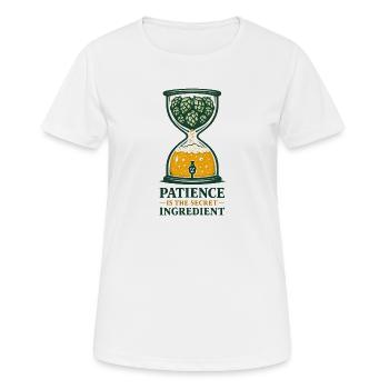 Patience Brews Flavor | Hobby brewing - Women's Breathable T-Shirt - white - Front - AI Model Female 172 dark (172cm)