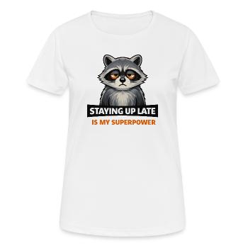 Superpuissance des ratons laveurs nocturnes - T-shirt respirant Femme - blanc - Devant - AI Model Female 172 dark (172cm)