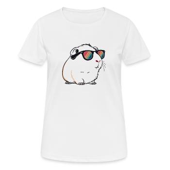 Cochon d'Inde avec lunettes de soleil rétro - T-shirt respirant Femme - blanc - Devant - AI Model Female 172 dark (172cm)