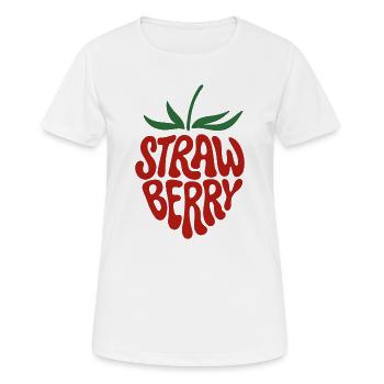 Strawberry - Aesthetic Retro Fruit Graphic Design - Women's Breathable T-Shirt - white - Front - AI Model Female 172 dark (172cm)
