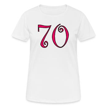 70. 70 ANS. 70e ANNIVERSAIRE. ANNIVERSAIRE 70 ANS. - T-shirt respirant Femme - blanc - Devant - AI Model Female 172 dark (172cm)
