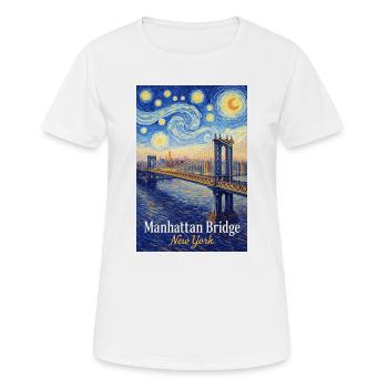 Le pont de Manhattan dans le style tourbillon d’étoiles - T-shirt respirant Femme - blanc - Devant - AI Model Female 172 dark (172cm)