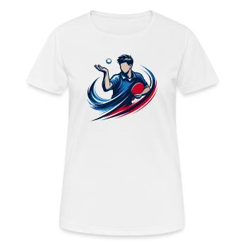 Table Tennis Serve Shirt Ping Pong Player - Women's Breathable T-Shirt - white - Front - AI Model Female 172 dark (172cm)