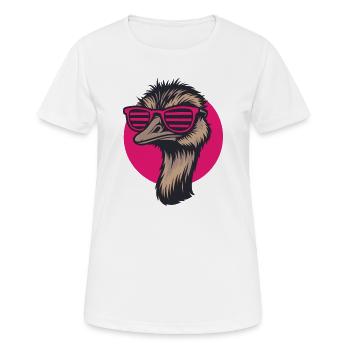 Strauß mit Sonnenbrille, Nandu, Emu - Frauen T-Shirt atmungsaktiv - Weiß - Vorne - AI Model Female 172 dark (172cm)