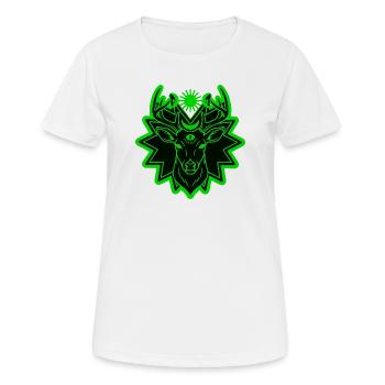 Mystic Deer: Wächter der geometrischen Natur - Frauen T-Shirt atmungsaktiv - Weiß - Vorne - AI Model Female 172 dark (172cm)