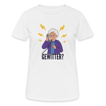 Gewitter-Alarm: Omi am Telefon - Frauen T-Shirt atmungsaktiv - Weiß - Vorne - AI Model Female 172 dark (172cm)