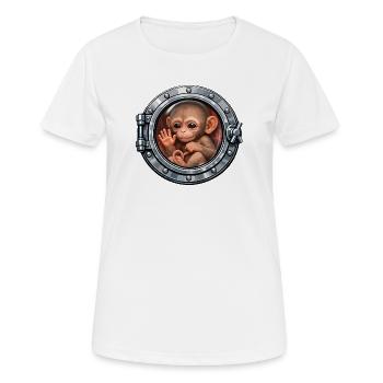 Baby monkey in metal hatch - Women's Breathable T-Shirt - white - Front - AI Model Female 172 dark (172cm)