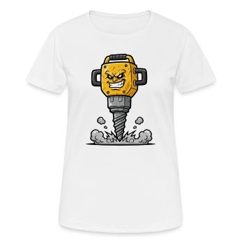 Wütender Bohrer Cartoon mit Explosion - Frauen T-Shirt atmungsaktiv - Weiß - Vorne - AI Model Female 172 dark (172cm)