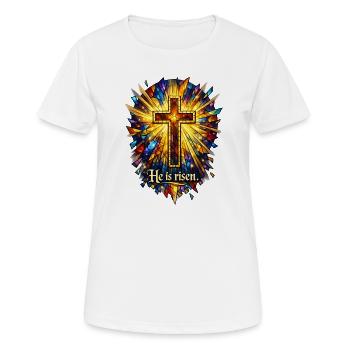 He is risen - Frauen T-Shirt atmungsaktiv - Weiß - Vorne - AI Model Female 172 dark (172cm)