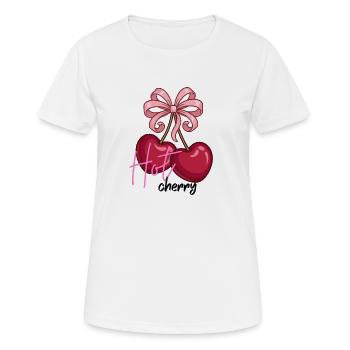 Cherry hearts with bow - Women's Breathable T-Shirt - white - Front - AI Model Female 172 dark (172cm)