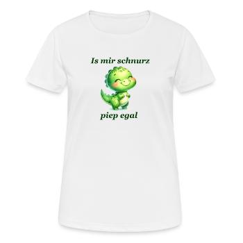 Schnurz piep egal Lustiger Spruch süßer Dino - Frauen T-Shirt atmungsaktiv - Weiß - Vorne - AI Model Female 172 dark (172cm)