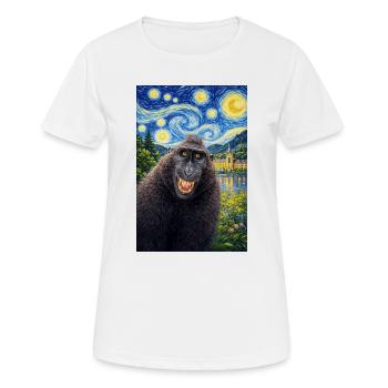 Nuit étoilée de Macaque - T-shirt respirant Femme - blanc - Devant - AI Model Female 172 dark (172cm)